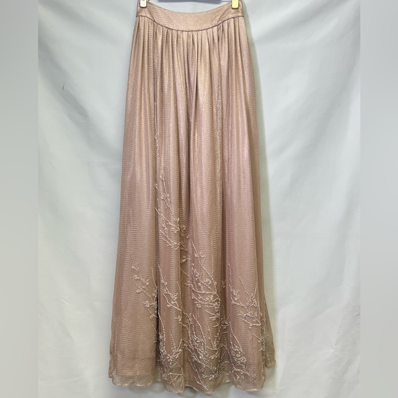 Carmen Marc Valvo beaded pleated long skirt - Picture 1 of 10
